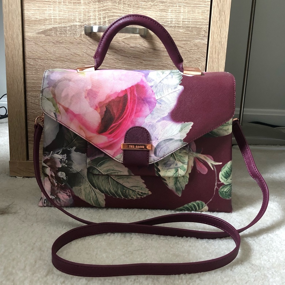 Ted Baker Floral Crosshatch bag with rose gold HW